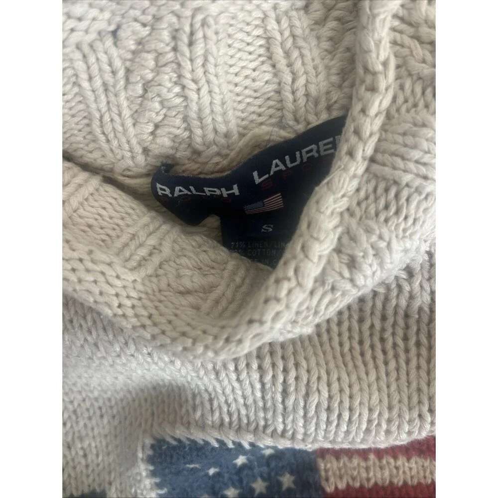 RARE Vtg 90s Ralph Lauren Polo Sport Nordic Aztec American Flag Sweater S